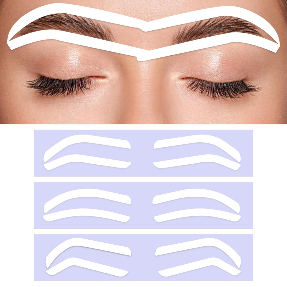 Eyebrow Stencil Stickers 12 Pairs Disposable PVC Shape Guide for Microblading and Brow Mapping
