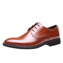 Oxford Shoes for Men Leather Lace Up Dress Shoes Pointed Toe SlipResistant Sole Marrone 5.5 UK