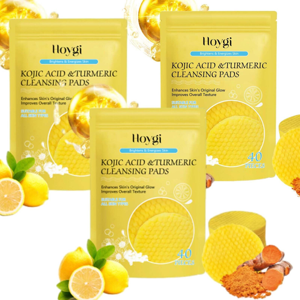 Turmeric Facial Cleansing Pads for Gentle Exfoliation and Makeup Removal, Soft Cotton 3pc