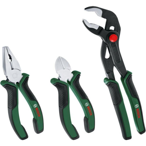 Bosch Bosch Pliers Premium Set 3-Piece (Precise, Long-Lasting Combination, Diagonal Side Cutter and Water Pump Pliers for Robust Multitasking; Ergonomic Sof
