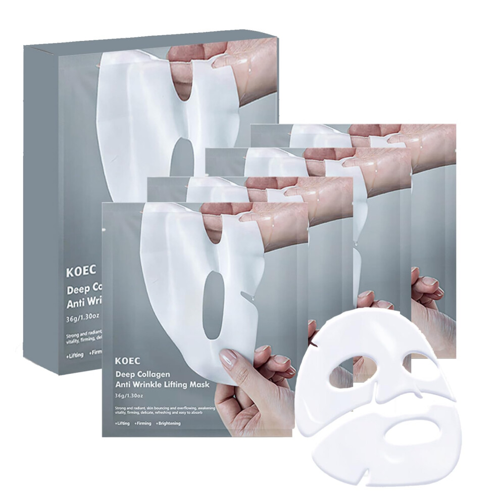 Collagen Face Mask 4 Pack Korean Sheet Mask for Deep Hydration, Firming and AntiWrinkle Care