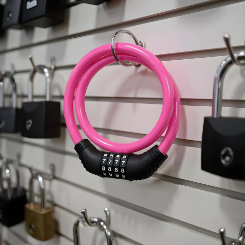 Bike Lock 4 Digit Combination AntiTheft Weather Resistant Cable with Resettable Code Pink 2