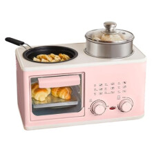 4in1 Breakfast Station with Oven Griddle Steamer, Timer, Stainless Steel NonStick Coating