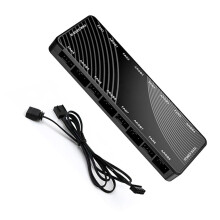8 Port PWM Fan Hub and ARGB Lighting Controller with SATA Power for PC Cooling Sync