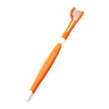 Cat Toothbrush with ThreeSided Brush Head for Deep Oral Cleaning and Gentle Gum Care, Orange