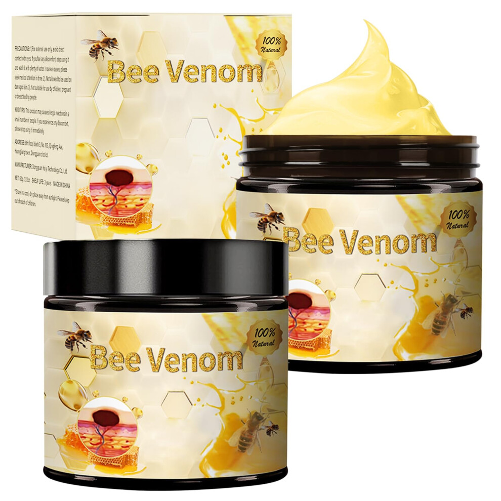 Bee Venom Cream Deep Hydration and Fast Absorption Skin Care for Face and Body, 2 Bottles