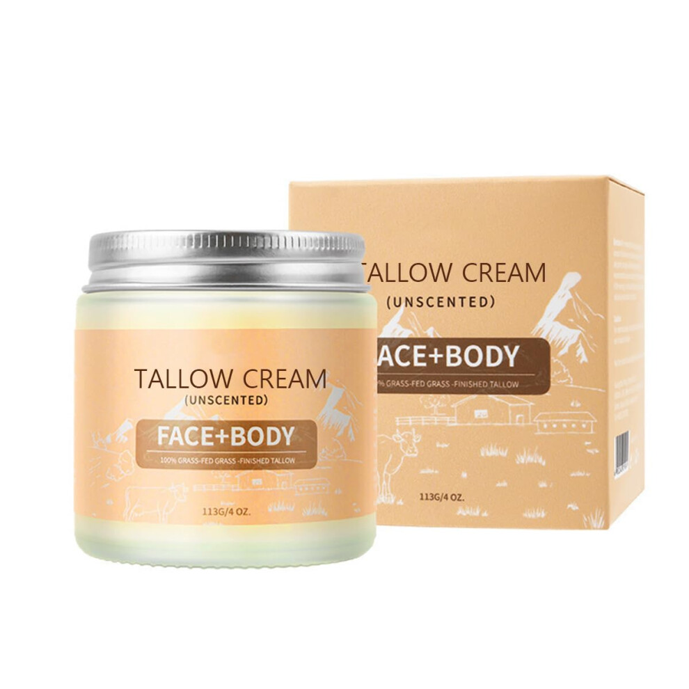 Cream Unscented Grass Fed Tallow Face Moisturizer 4Oz For Deep Hydration And Sensitive Skin