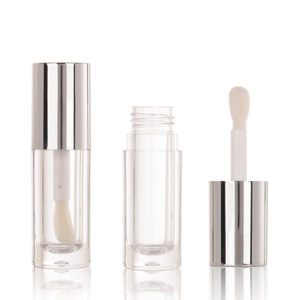 Silver 50Pcs 6Ml Empty Lip Gloss Tubes With Large Wand For Diy Lip Gloss And Travel Use