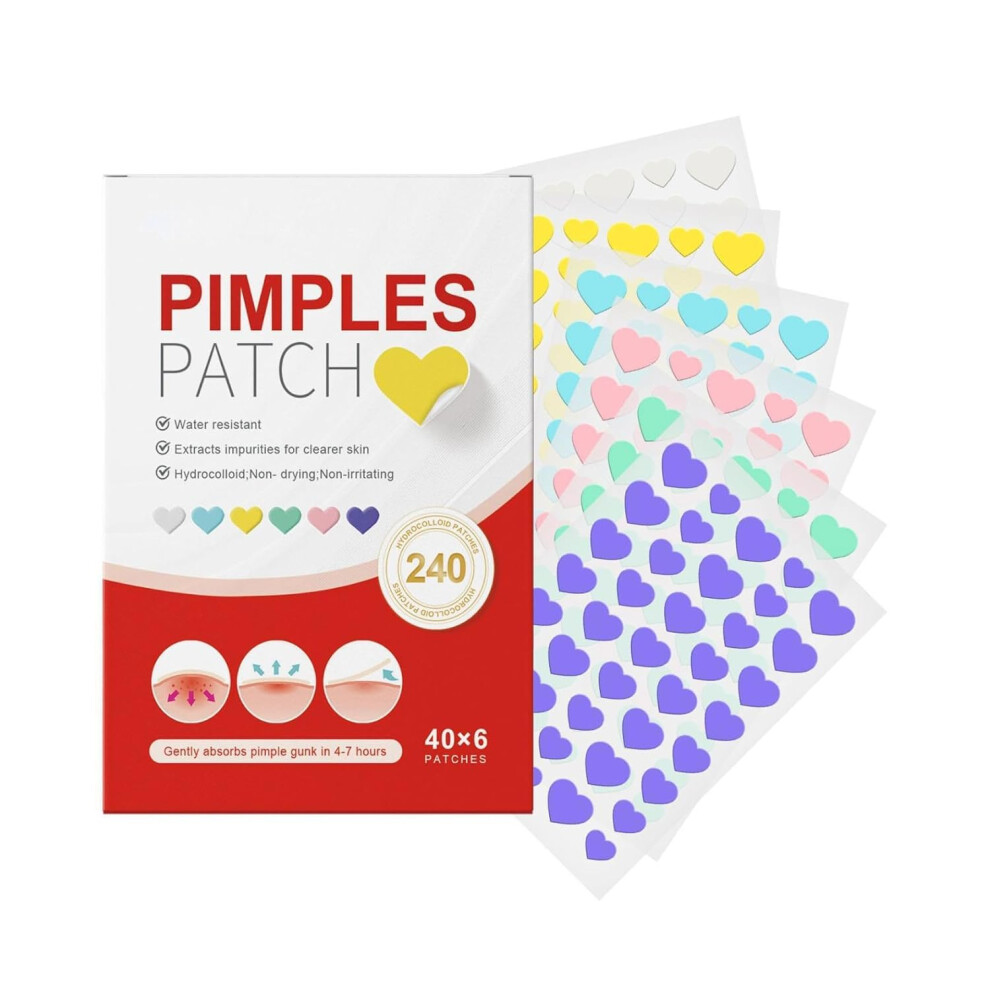 240 Pcs Hydrocolloid Pimple Patches for Face, Invisible Acne Spot Stickers, Overnight Blemish Cover