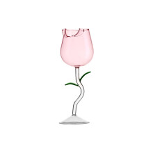Rose Wine Glasses 2pcs 280ml Crystal Goblets with Elegant Rose Flower Design for Gifts and Party