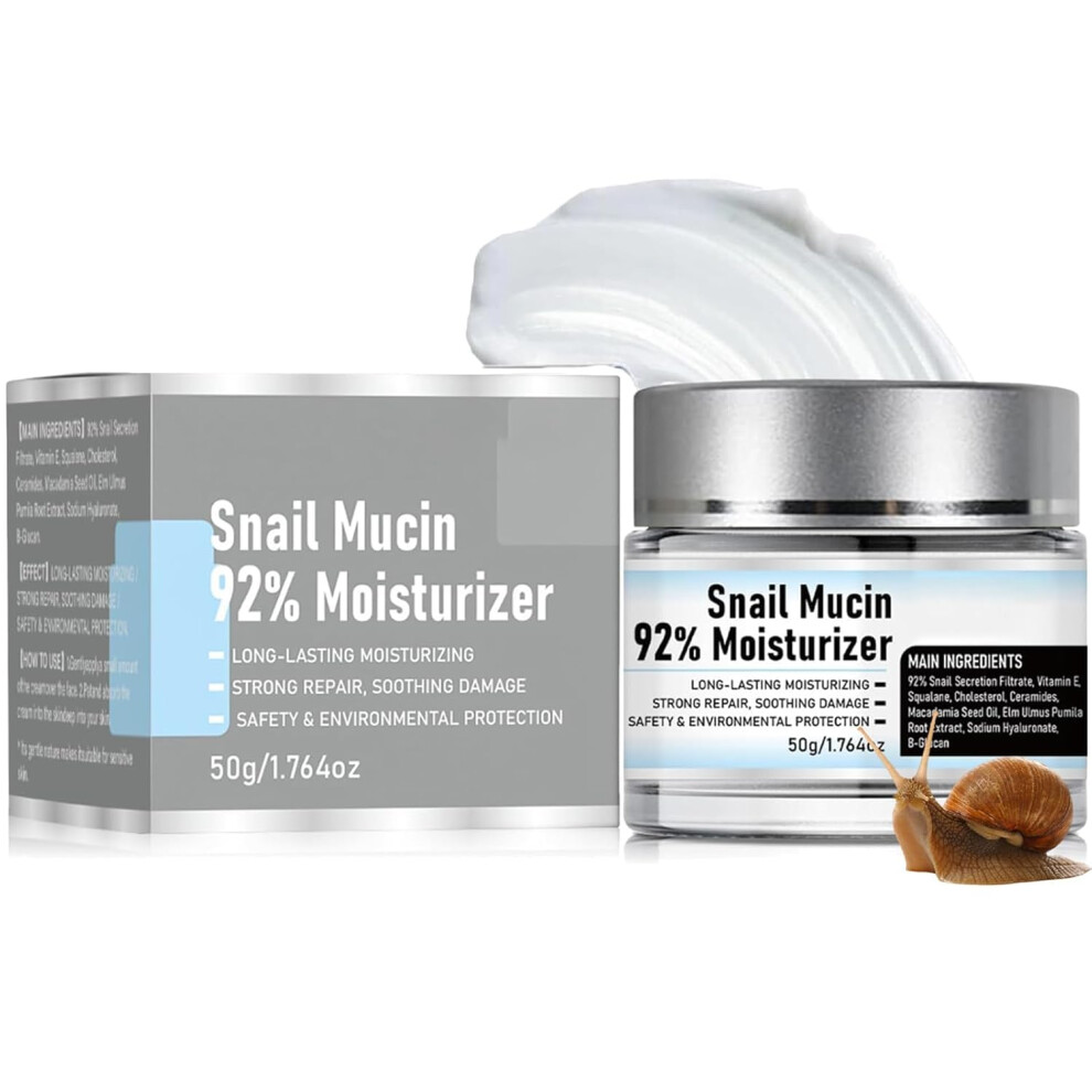 Cream Snail Mucin Moisturizer 92% Face For Deep Hydration And Radiance Boost, 1 Piece