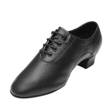 Latin Dance Shoes Men's Black Leather LaceUp Ankle Boots, Lightweight Breathable Casual Shoes, UK 11.5