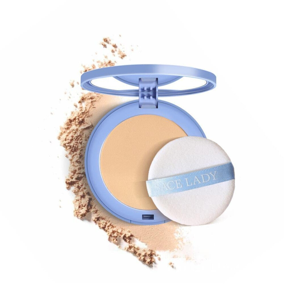 Beige Face Pressed Powder Oil Control Waterproof Longlasting Natural Matte Finish Compact 02