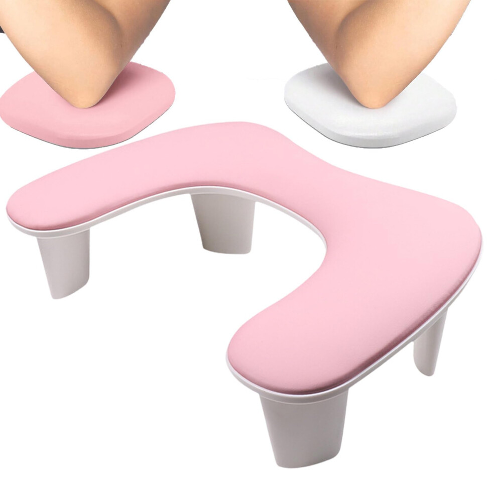 Pink Manicure Arm Rest Cushion With Ergonomic Ushaped Pu Leather Support, Nonslip Foldable Feet