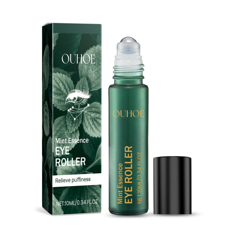 Eye Serum Roller Duo with Mint Essence and Peptides for Puffiness, Dark Circles and Anti Aging