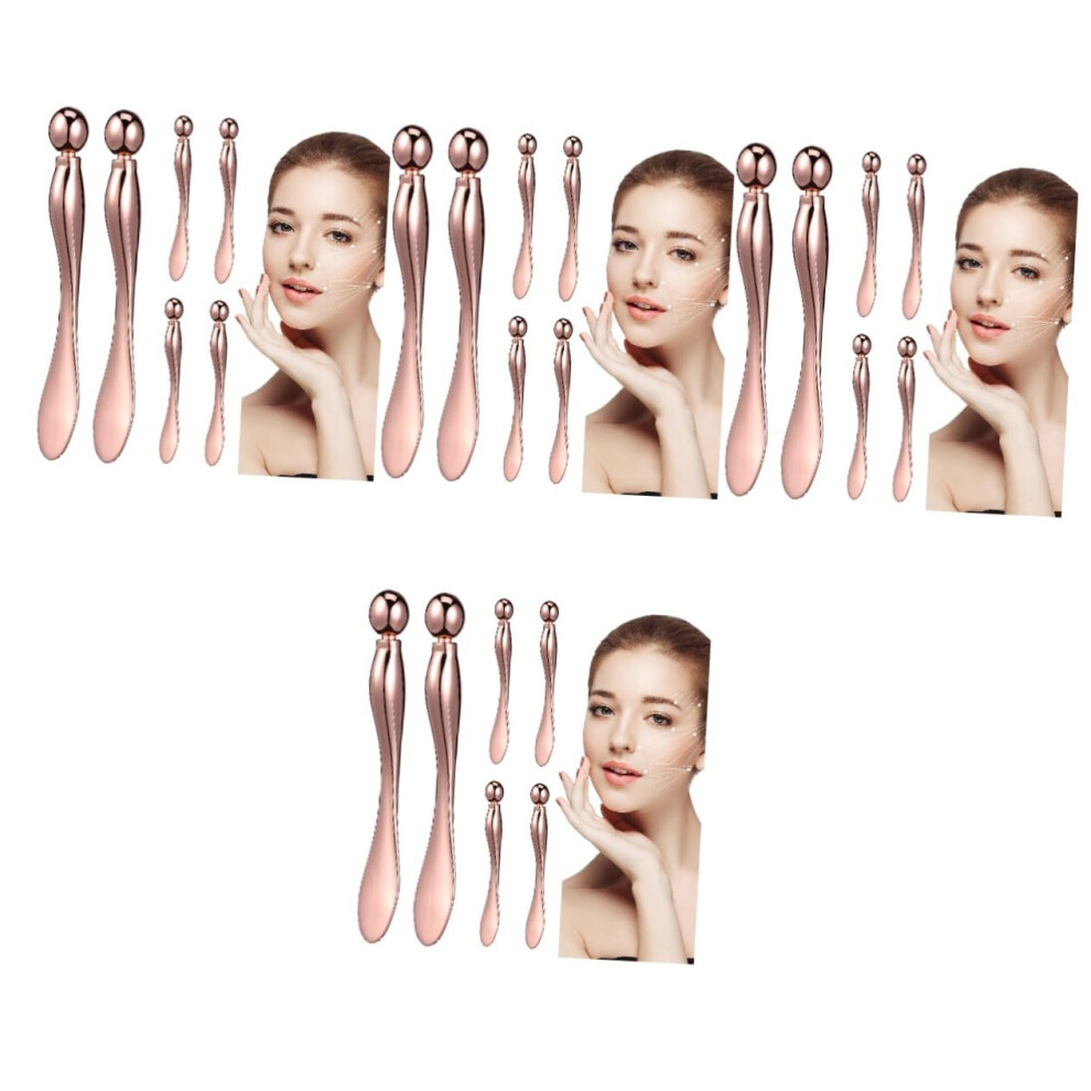 Cream Eye Applicator Set With Metal Eye Roller Massager For Precise Under Eye Serum Application