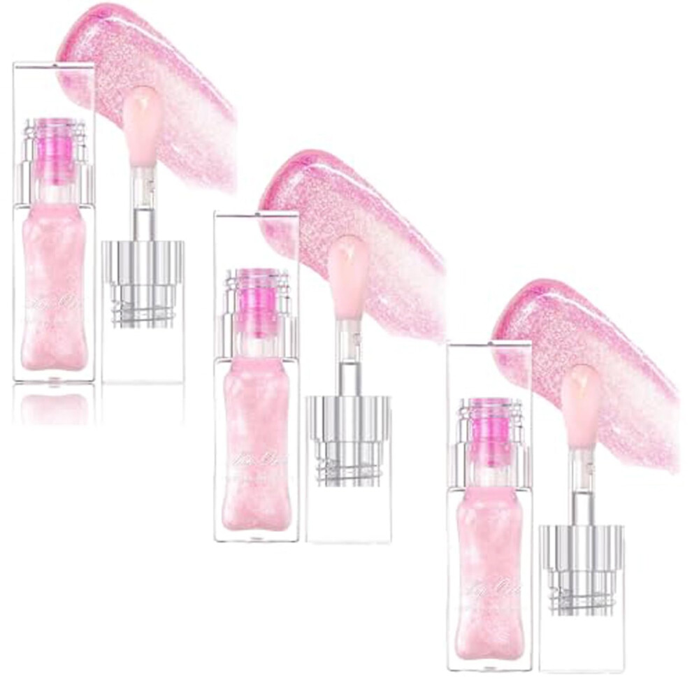 3PCS Color Changing Hydrating Lip Oil Set with Adaptive Tint and Longlasting Gloss Finish