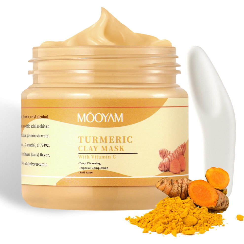 Dark Vitamin C Clay Mask With Turmeric And Kaolin For Spots, Deep Cleansing And Brightening Skin