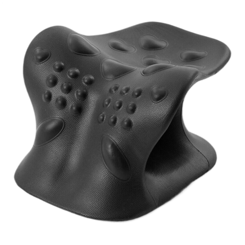 Black Cervical Traction Device Massager Stretcher For Cervical Spine Alignment Pillow Office Workers Sedentary