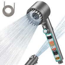 MEKO Hard Water Filter Shower Head with 15 Stage Filter, 3+1 Spray Jet Modes High Pressure Shower Head and 1.5m Hose, Handheld Massage Shower Fil