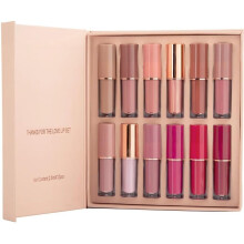 Liquid Lipstick Set 12 Colors Matte and Glossy Waterproof Smudgeproof Long Lasting for Women