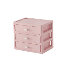 Plastic Storage Drawers Transparent 4 Drawer Tower Pink 3 Layer L26 x W18 x H22.2 cm Jewelry Boxes