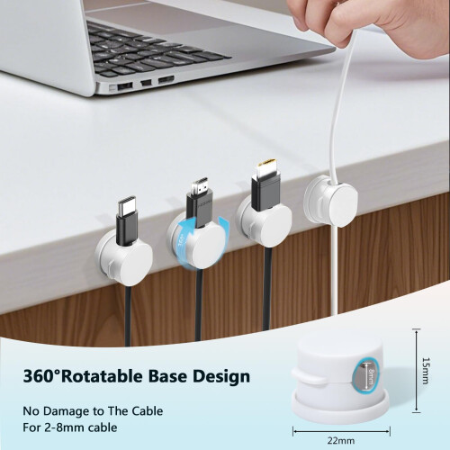Abnii 360 Rotatable Cable Clips Holder, 8 Pack Sp 1