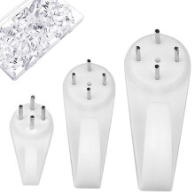 60pcs Non-Trace Picture Hooks for Hard Wall, Picture Hanging Kit for Picture Frame Fixing, Picture Hanger Hook for Plasterboard Walls Drywall Con