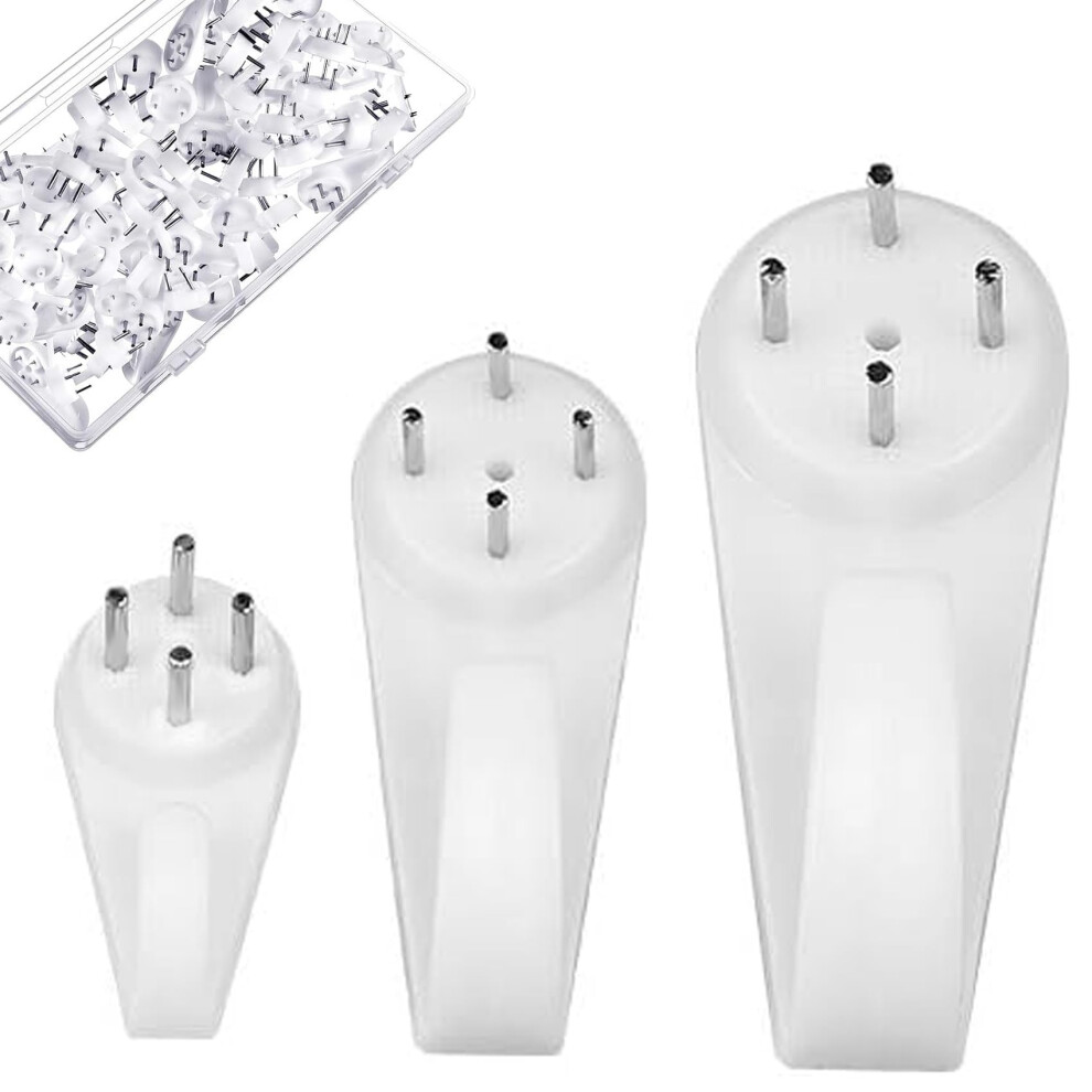 60Pcs Non-Trace Picture Hooks For Hard Wall, Picture Hanging Kit For Picture Frame Fixing, Picture Hanger Hook For Plasterboard Walls Drywall Con 76786037