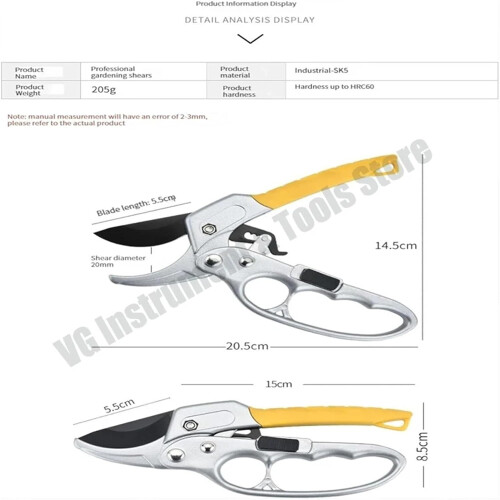 TitaniumCoated SK5 Pruning Shears with Sharp Blade Ergonomic Grip Safety Lock Yellow 2