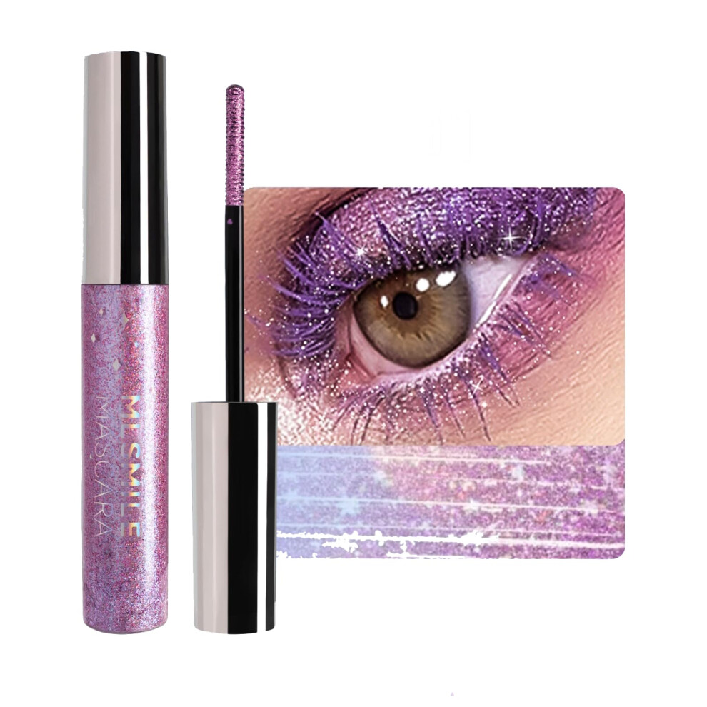 Purple Glitter Waterproof Mascara With Diamond Sparkle, Long Lasting For Party And Festival