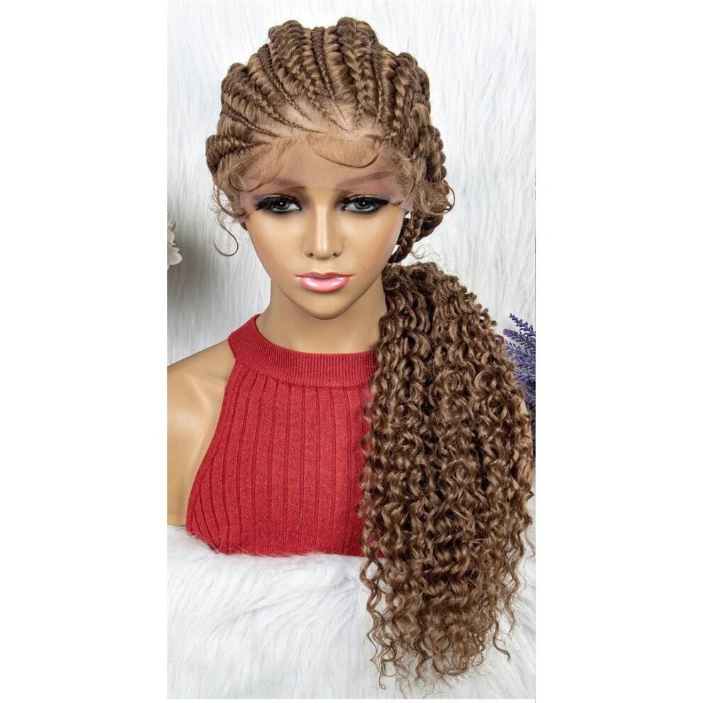 28 Inch Lace Front Braided Wig Color 30 Synthetic Long Braids Natural Hairline Breathable Fit