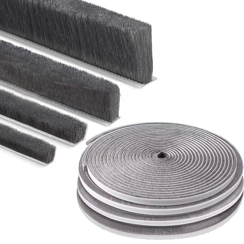 Zompago 10M Weather Stripping Brush Seal For Windows & Doors,Self-Adhesive Draft Excluder,15Mm T X 9Mm W,Noise Reducing & Dustproof Draught Excluder 46239143