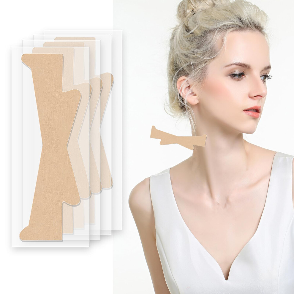 Beige Neck Lift Tape 30 Pcs Invisible Waterproof Bands For Instant Firming Sagging Skin And Jawline