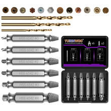 9PCS Damaged Screw Extractor Set, Hardness 63-65HRC, Upgraded Model HSS 6542, Removal Tool, Adult Gifts for Men, General Bit Set Double Ended for Dam