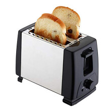 Toaster 2Slice Wide Slots Stainless Steel Multifunction Reheat Defrost Dust Cover Removable Chip Tray Brushed Stainless Body
