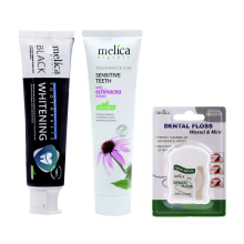 MELICA ORGANIC NATUURLIJKE WHITENING Tandpasta en Floss Set CHARCOAL