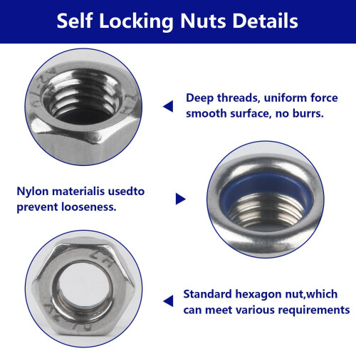 M8 Nylock Hex Nuts - A2 V2A Stainless Steel Self-L 2