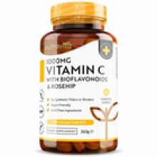 Vitamin C 1000mg Bioflavonoids Rosehip 180 Vegan Tablets Immune Support
