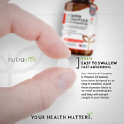 Vitamin B Complex B1B2B3B5B6B12 Biotin VIT D3 365 Tablets Nutravita 2