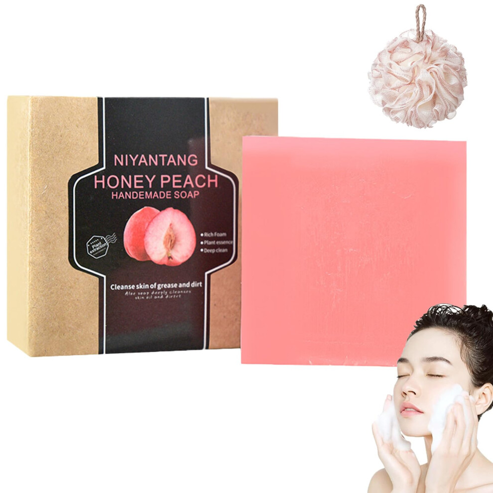Peach Handmade Natural Turmeric Rose Soap Bar For Face And Body Moisturizing Gentle Cleanser