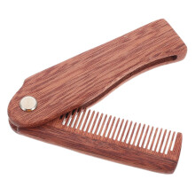 Wooden Folding Beard Comb for Men AntiStatic Pocket Size Grooming Tool for Travel