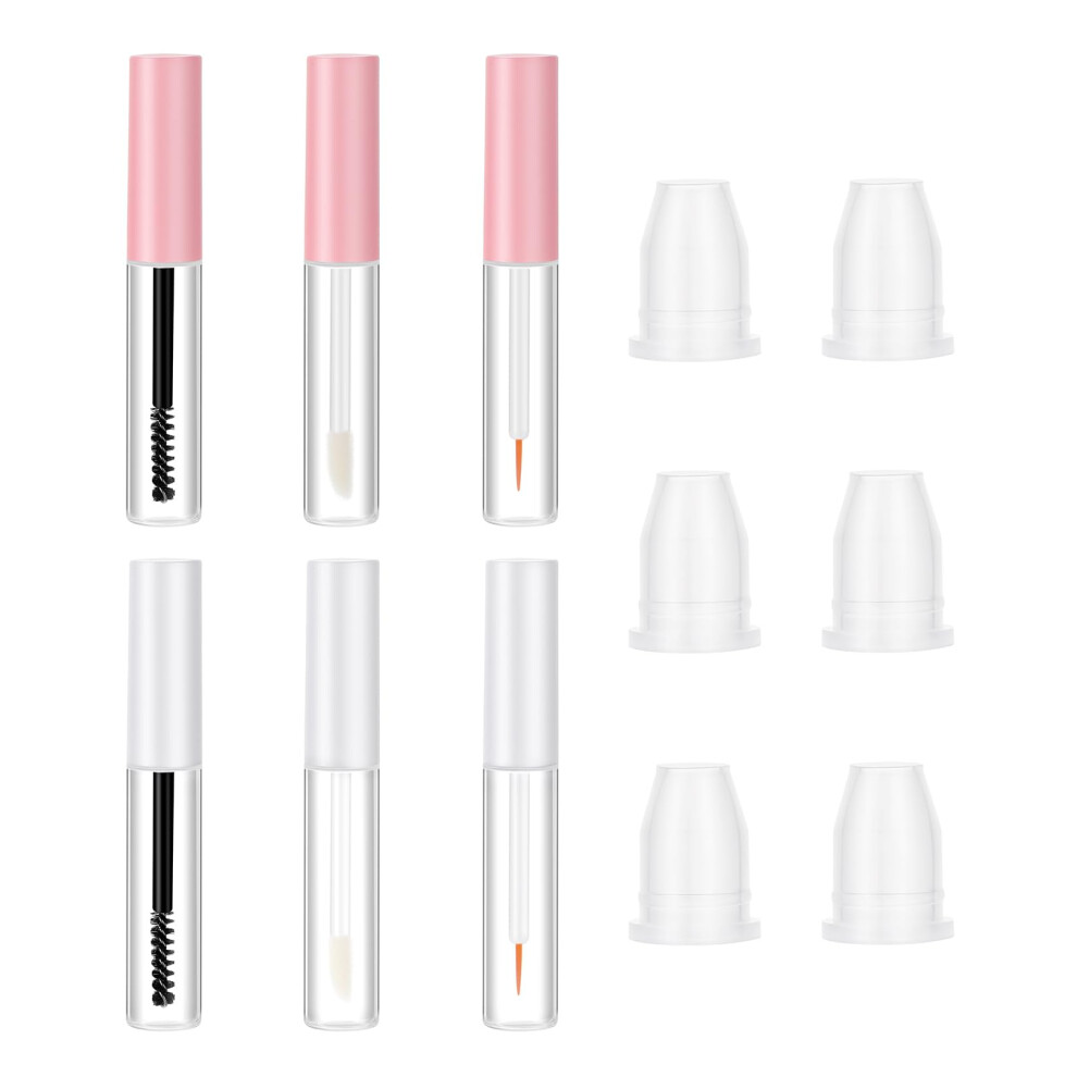 6 Pack 5ml Empty Mascara Tubes Set, Clear Refillable Lip Gloss and Eyeliner Bottles for Travel