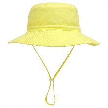 (M,Yellow)Summer Baby Sun Hat, UPF 50+ UV Protection Bucket Cap, Adjustable Neck Ear Cover for Boys Girls