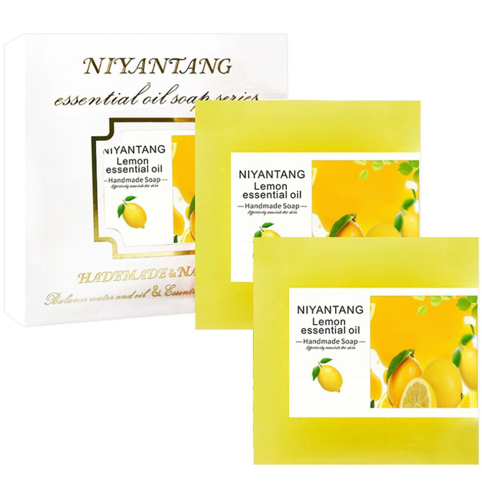 Handmade Lemon Soap Bars Natural Scented Moisturizing Cleanser for Face and Body Sensitive Skin