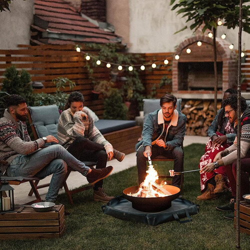 Fire Pit Mat with Flameproof DoubleSided Coating, Hexagonal Deck Protector for BBQ Grills, Outdoor Camping 104x92cm 1