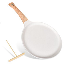 24cm Non Stick Crepe Pan with Medical Stone Coating, Die Cast Aluminum Pancake Skillet for Induction