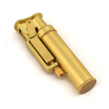 Trench Lighter Vintage Kerosene Lighter, Brass Refillable Mechanical, Transparent Oil Tank, Gold, OldStyle Design