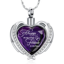 Cremation Jewelry for Ashes Pendant Crystal Heart Urn Necklace Mini Keepsake Urn Memorial Ash Jewelry APurple