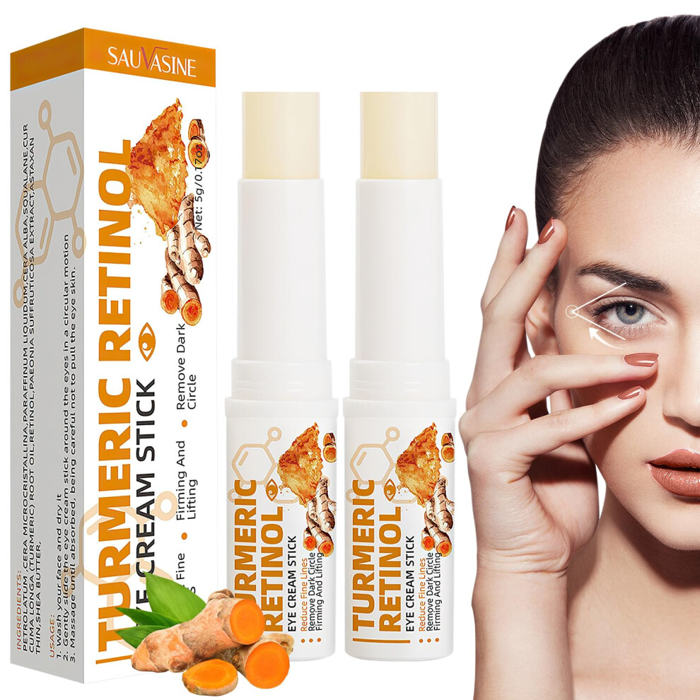 Dark 2Pcs Turmeric Retinol Eye Stick For Circles Puffiness And Bags Hydrating Antiaging